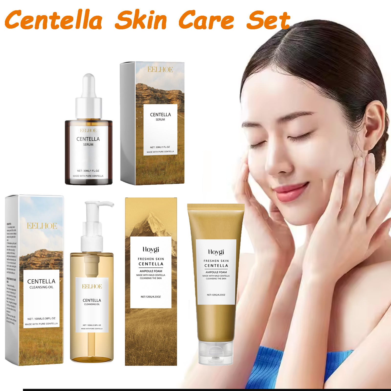 Skincare Garnier - เซ็ตผลิตภัณฑ์บำรุงผิวใบบัวบก เซรั่มใบบัวบก โฟมล้างหน้า คลีนซิ่งออยล์ ชุดดูแลผิวหน้า บำรุงผิวหน้าให้ผ่อนคลาย