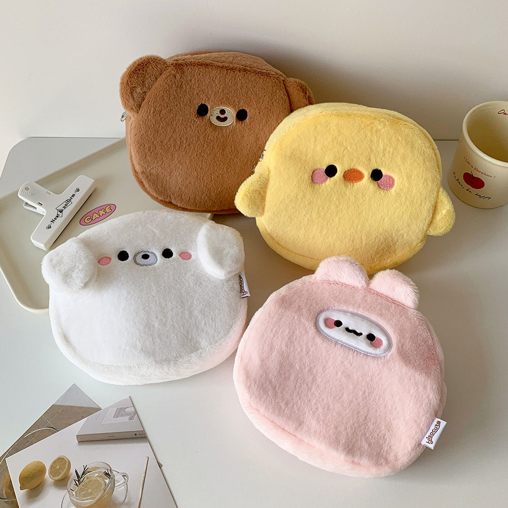 Skincare Animate - กระเป๋าเครื่องสำอางตุ๊กตาการ์ตูนสาวน้อยน่ารัก, กระเป๋าเก็บของรูปไก่และหมี, กระเป๋าใส่ผลิตภัณฑ์ดูแลผิวสำหรับนักเรียน