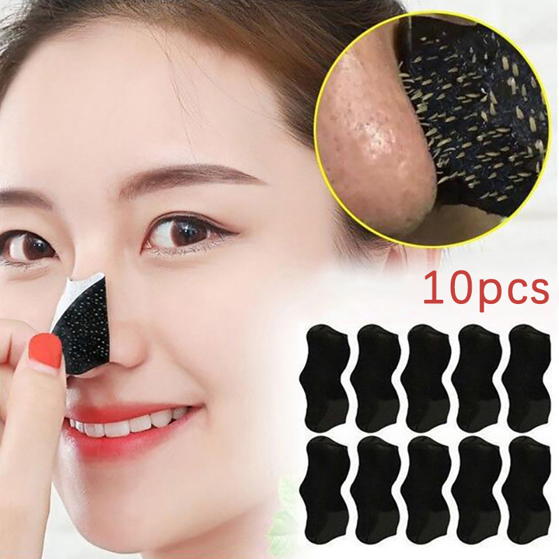 Skincare Viral Tiktok - แผ่นลอกสิวเสี้ยน 10 ชิ้น สำหรับทุกเพศ สีดำ ทำความสะอาดล้ำลึก