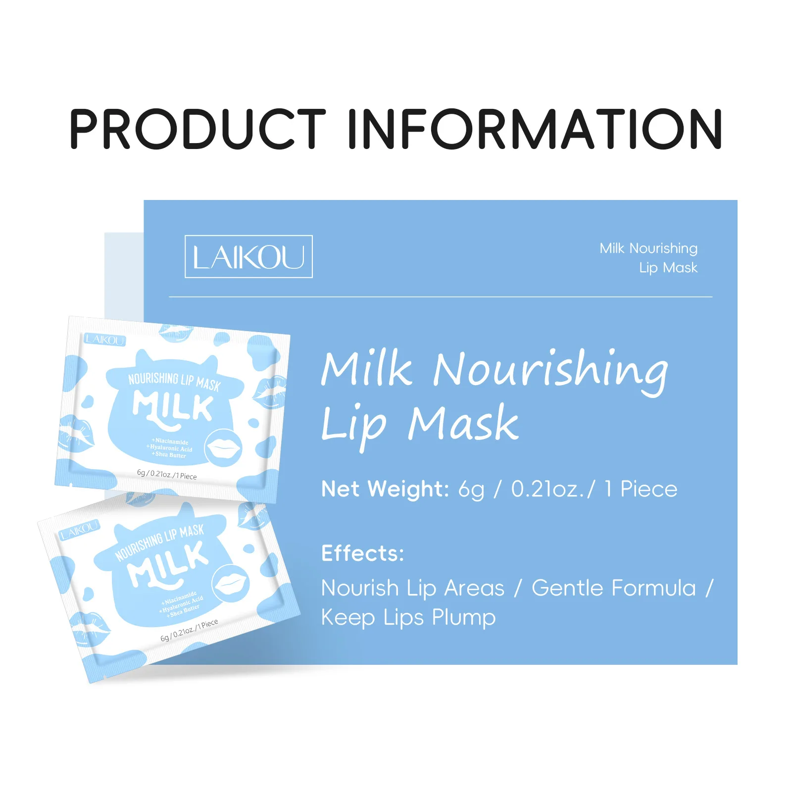 Skincare Collagen - เครื่องสำอางบำรุงผิว LAIKOU 10 ชิ้น มิลค์ลิปมาส์ก คอลลาเจน