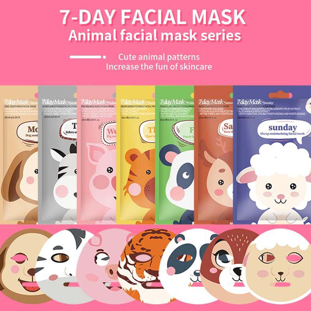 Skincare Animate - 1/7 ชิ้นมาส์กหน้าแผ่นมาส์กบำรุงผิวล้ำลึกให้ความชุ่มชื้นมาส์กบำรุงผิวลายสุนัข แพนด้า หมู รูปสัตว์ บำรุงผิว